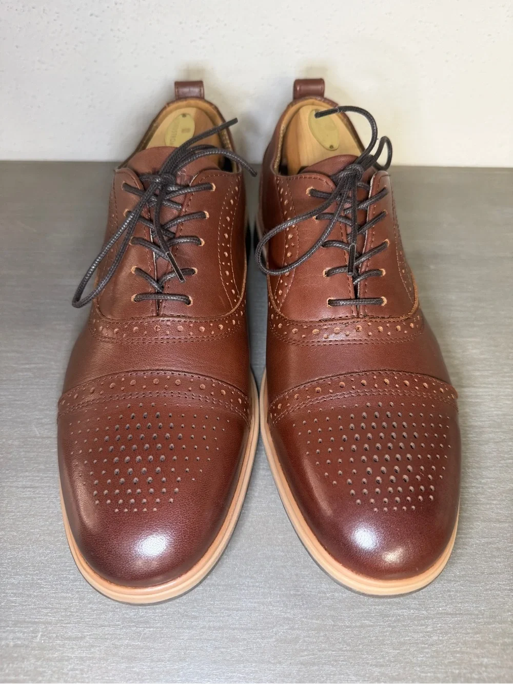 Amberjack Cap Toe Full Grain Leather Dress Shoes Chestnut Men’s Size 9.5 New